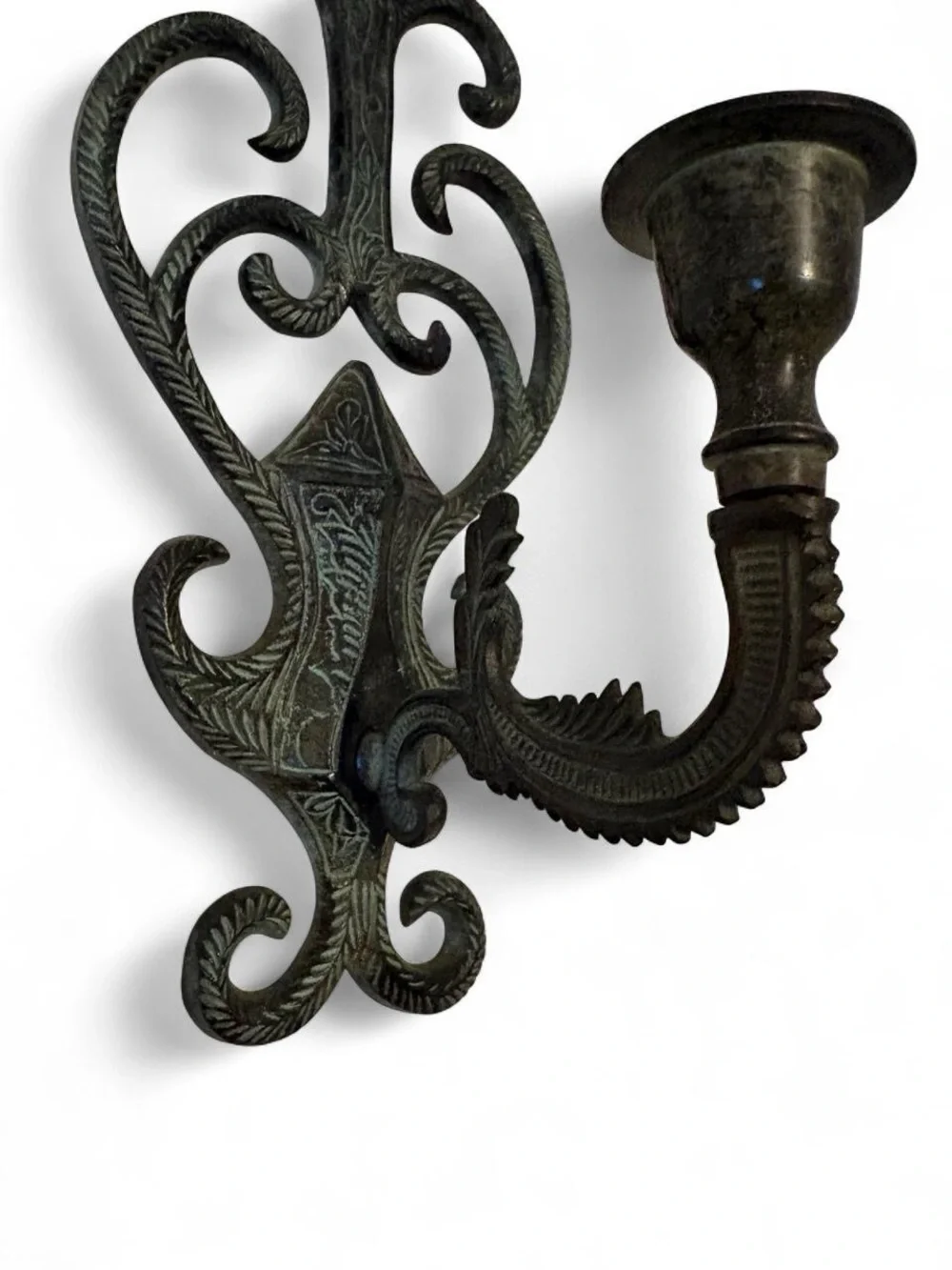 Antique-Style Black Metal Wall Sconce Candle Holder